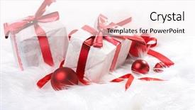  Presentation with christmas new year frame banner - PPT theme having christmas gift with tapes new background and a white colored foreground