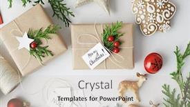  Presentation with gift - Beautiful PPT layouts featuring christmas-gift-wrapping-tools backdrop and a soft green colored foreground