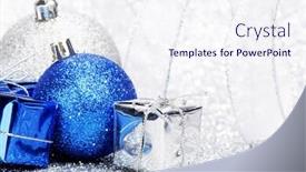  Presentation with glitter - Audience pleasing PPT theme consisting of christmas gifts and decorations backdrop and a sky blue colored foreground