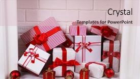  Presentation with gifts - Beautiful presentation theme featuring christmas gifts in fireplace close backdrop and a lemonade colored foreground