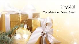  Presentation with golden christmas - Amazing theme having christmas gifts in golden theme backdrop and a cream colored foreground