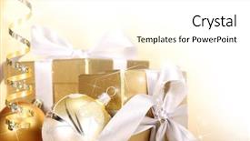  Presentation with black and gold christmas - Audience pleasing theme consisting of christmas gifts in golden theme backdrop and a  colored foreground