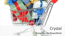 Presentation with shopping trolley - Slides with christmas gifts in shopping trolley isolated on white background and a white colored foreground