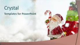  Presentation with santa claus and reindeers - PPT layouts featuring christmas gifts in snowy landscape background and a sky blue colored foreground