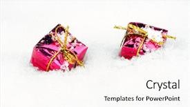  Presentation with gifts - Slide set enhanced with christmas gifts in the snow background and a pink colored foreground