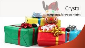  Presentation with white christmas - Theme enhanced with christmas gifts with cute toy background and a  colored foreground