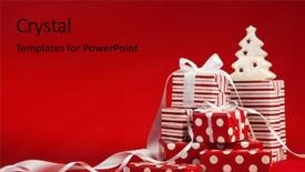  Presentation with gifts - Cool new slide set with christmas gifts backdrop and a crimson colored foreground
