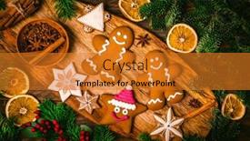  Presentation with christmas baking - Slide deck with christmas-gingebread-and-cookies background and a gold colored foreground