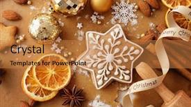  Presentation with christmas baking - Colorful slides enhanced with christmas gingerbread and baking ingredients backdrop and a coral colored foreground