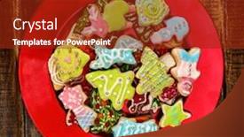  Presentation with gingerbread - Presentation theme consisting of christmas-gingerbread-cookies-on-red background and a tawny brown colored foreground