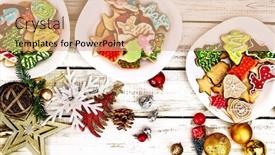  Presentation with cookies christmas - PPT layouts with christmas-gingerbread-cookies-on-three background and a coral colored foreground