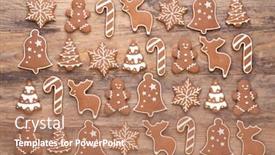  Presentation with gingerbread - Colorful slide deck enhanced with christmas gingerbread cookies on wooden rustic table backdrop and a coral colored foreground