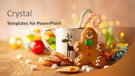  Presentation with baking cookies - PPT theme featuring christmas-gingerbread-cookies-with-christmas background and a lemonade colored foreground