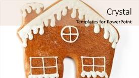  Presentation with gingerbread house - Slides having christmas gingerbread house cookie isolated background and a  colored foreground