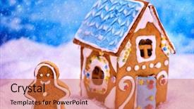  Presentation with gingerbread house decorated colorful candies - Beautiful slide deck featuring christmas gingerbread house cookie backdrop and a red colored foreground
