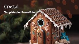  Presentation with gingerbread house - Slide set featuring christmas gingerbread house decorated background and a wine colored foreground