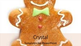  Presentation with gingerbread man - Beautiful theme featuring christmas gingerbread man cookie isolated on white backdrop and a gold colored foreground