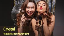  Presentation with black women - PPT theme with christmas girl - cheerful beautiful young women having background and a tawny brown colored foreground