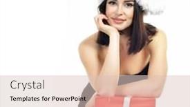  Presentation with girl christmas - Amazing presentation theme having christmas girl beautiful x-mas woman with gift box over white background backdrop and a lemonade colored foreground