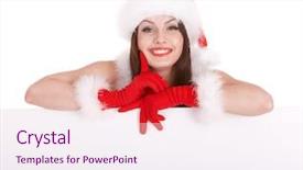  Presentation with christmas new year frame banner - Amazing slides having christmas girl in santa hat backdrop and a  colored foreground