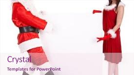  Presentation with christmas new year frame banner - Presentation featuring christmas girl in santa hat background and a  colored foreground