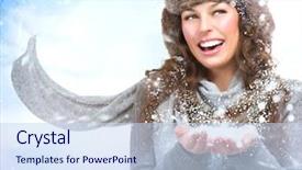  Presentation with christmas borders winter - Theme consisting of christmas girl winter woman blowing background and a sky blue colored foreground