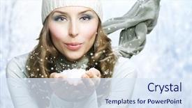  Presentation with girl christmas - Beautiful slides featuring christmas girl winter woman blowing backdrop and a sky blue colored foreground