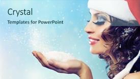  Presentation with christmas borders winter - Audience pleasing slides consisting of christmas girl winter woman blowing backdrop and a sky blue colored foreground