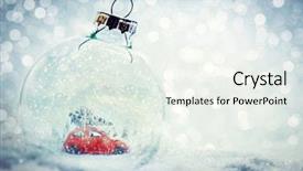  Presentation with snow tree - Colorful PPT layouts enhanced with christmas glass ball in snow backdrop and a sky blue colored foreground