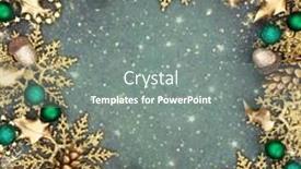  Presentation with christmas border design - Slide deck having christmas-gold-glitter-snowflake-design background and a gray colored foreground