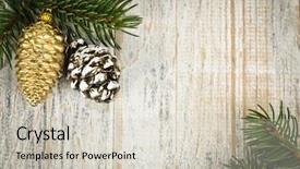  Presentation with pine cone - Colorful presentation theme enhanced with christmas golden balls and pine backdrop and a  colored foreground