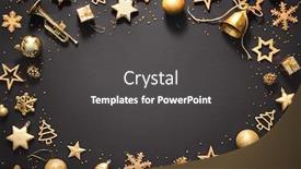  Presentation with golden christmas - PPT theme consisting of christmas-golden-decoration-on-dark background and a dark gray colored foreground