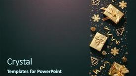  Presentation with golden christmas - Beautiful presentation featuring christmas-golden-decoration-with-gift backdrop and a wine colored foreground