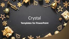  Presentation with golden christmas - Presentation theme with christmas-golden-decoration-with-gift background and a dark gray colored foreground