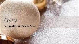  Presentation with glitter - Audience pleasing slides consisting of christmas-golden-decorations-closeup backdrop and a coral colored foreground