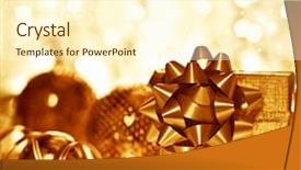  Presentation with golden lights - Audience pleasing PPT layouts consisting of business couple sitting at the black table with social media symbols on the background backdrop and a gray colored foreground