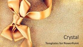  Presentation with design christmas holiday - Audience pleasing PPT layouts consisting of christmas golden ribbon bow backdrop and a coral colored foreground