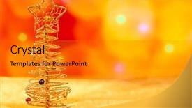  Presentation with golden lights - Slide set consisting of christmas golden wire tree background and a gold colored foreground