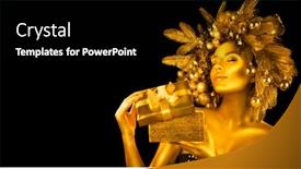  Presentation with girl christmas - Presentation design featuring christmas-golden-woman-winter-girl background and a black colored foreground