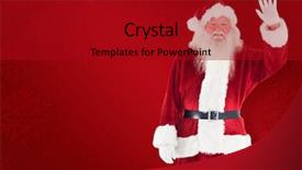  Presentation with jolly - Theme featuring christmas graphics - jolly santa waving at camera background and a crimson colored foreground