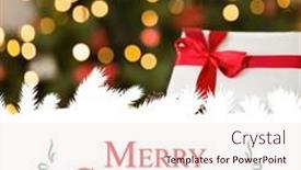  Presentation with pine cone - Slides with christmas greeting card against focus on christmas gift and pine cone background and a sky blue colored foreground