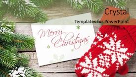  Presentation with christmas card - Theme consisting of christmas greeting card fir tree background and a seafoam green colored foreground