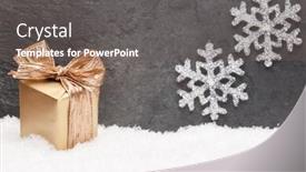  Presentation with noel - Slide set with christmas greeting card noel festive background new year symbol gold gift box on snow background and a gray colored foreground