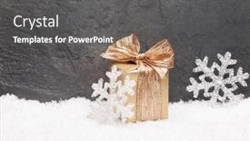  Presentation with noel - Presentation theme consisting of christmas greeting card noel festive background new year symbol gold gift box over snow festive background with copy space background and a dark gray colored foreground