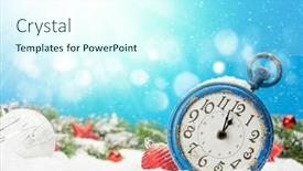  Presentation with blurred bokeh - Presentation theme having christmas-greeting-card-with-alarm background and a cool aqua colored foreground