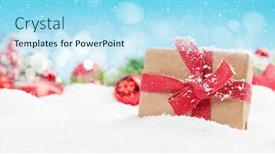  Presentation with blurred bokeh - Presentation design with christmas-greeting-card-with-decor background and a light blue colored foreground