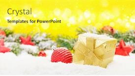  Presentation with blurred bokeh - Presentation theme enhanced with christmas-greeting-card-with-decor background and a yellow colored foreground