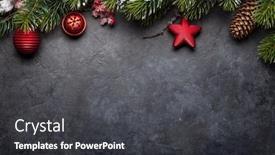  Presentation with christmas card - Audience pleasing PPT theme consisting of christmas greeting card with decorated fir tree and copy space for your xmas greetings top view flat lay backdrop and a dark gray colored foreground