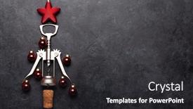 Presentation with corkscrew - Beautiful theme featuring christmas-greeting-card-with-fir backdrop and a dark gray colored foreground
