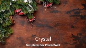  Presentation with pine - Colorful slide set enhanced with christmas-greeting-card-with-fir backdrop and a tawny brown colored foreground